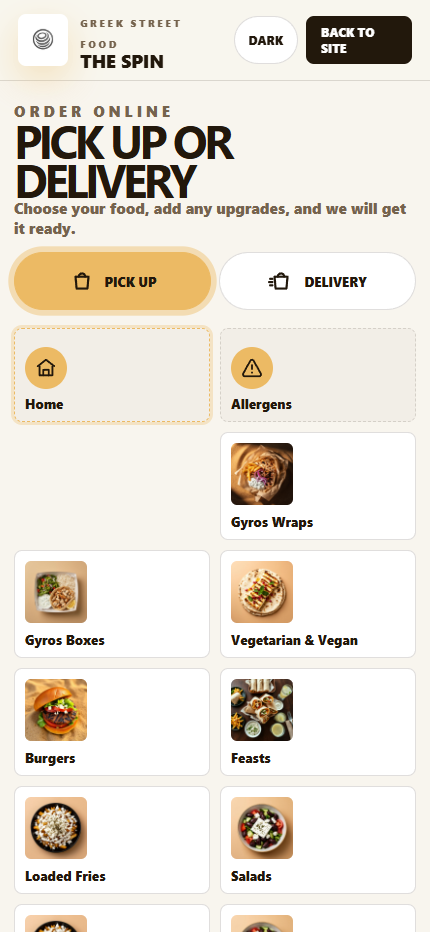 Ground Pear mobile ordering menu with product cards